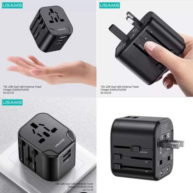 T55 12W Dual USB Universal Travel Charger - HT Bazar